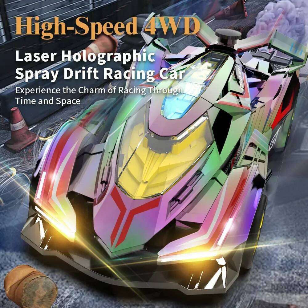 2.4G RC Racing Dazzing Lights Spray Drift Car Model Kids Toys 4-wheel Drive Remote Control High Speed Vehicle Boy Birthday Gift Z260304