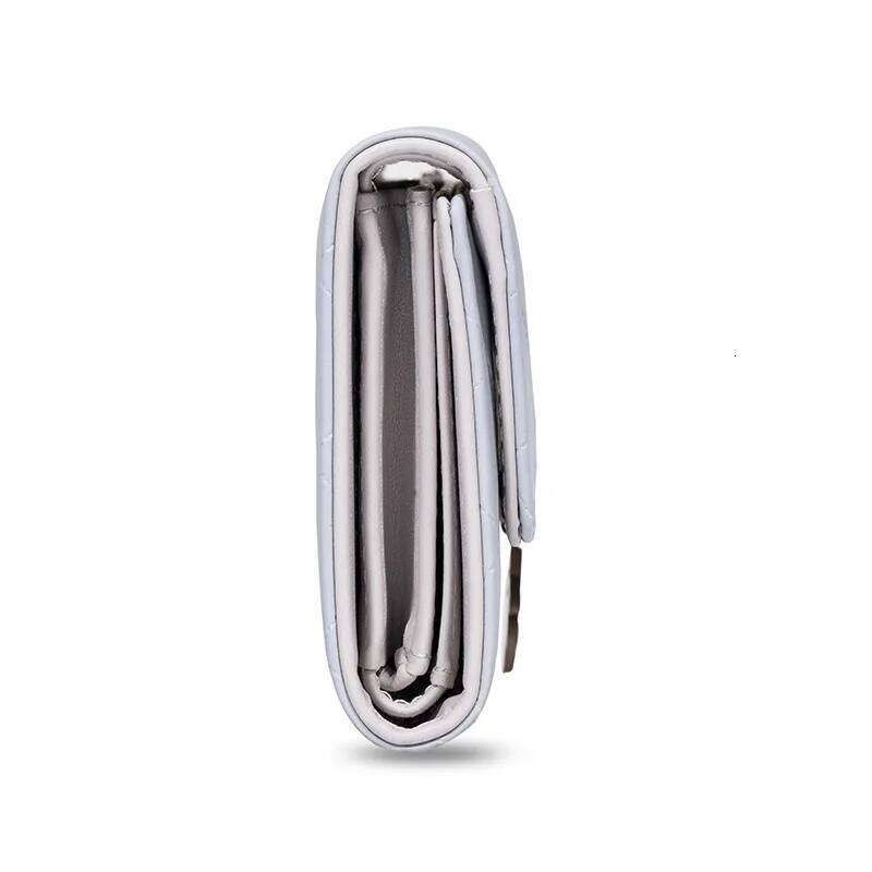 PU leather short small with diamond-shaped buckle, three-fold zipper, student coin purse, square portable wallet C260304