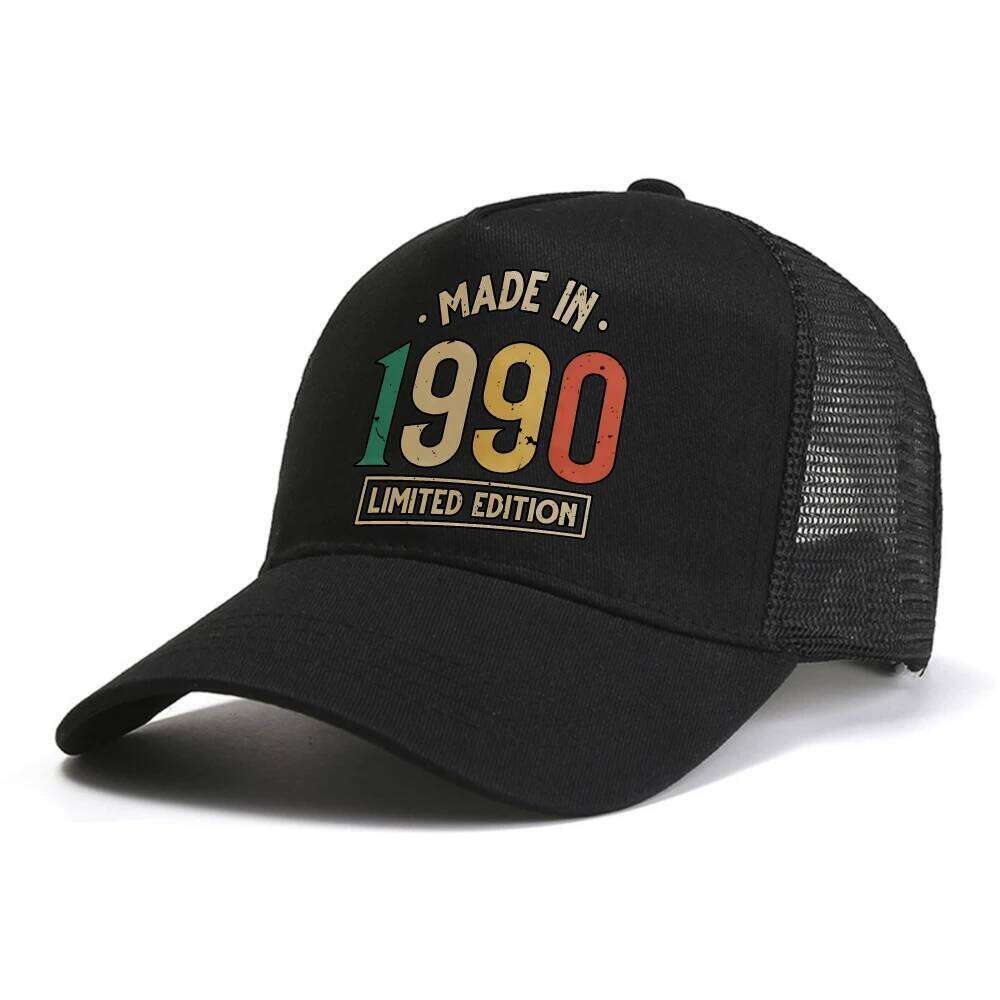 Retro Made in 1990 29th Birthday Gift 29 Yrs Mens baseball cap Fashion Casual mesh trucker caps Hip Hop Adjustable Visor hat Y260304