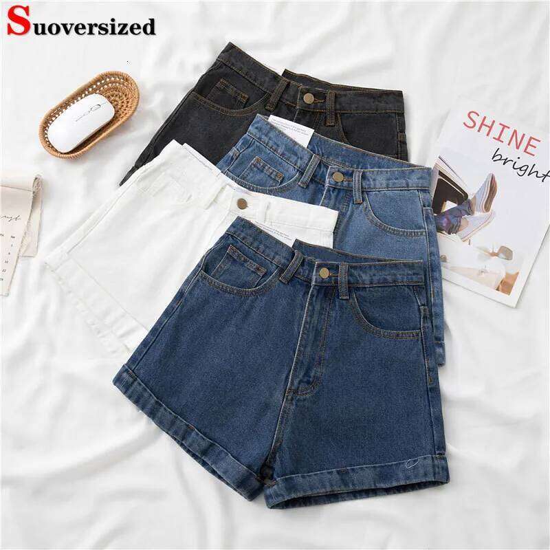 Women Oversize 5xl High Waist Denim Shorts Korean Streetwear Casual Cuffs Jean Short Summer Thin Vintage Baggy Pantalones Cortos XJ260305