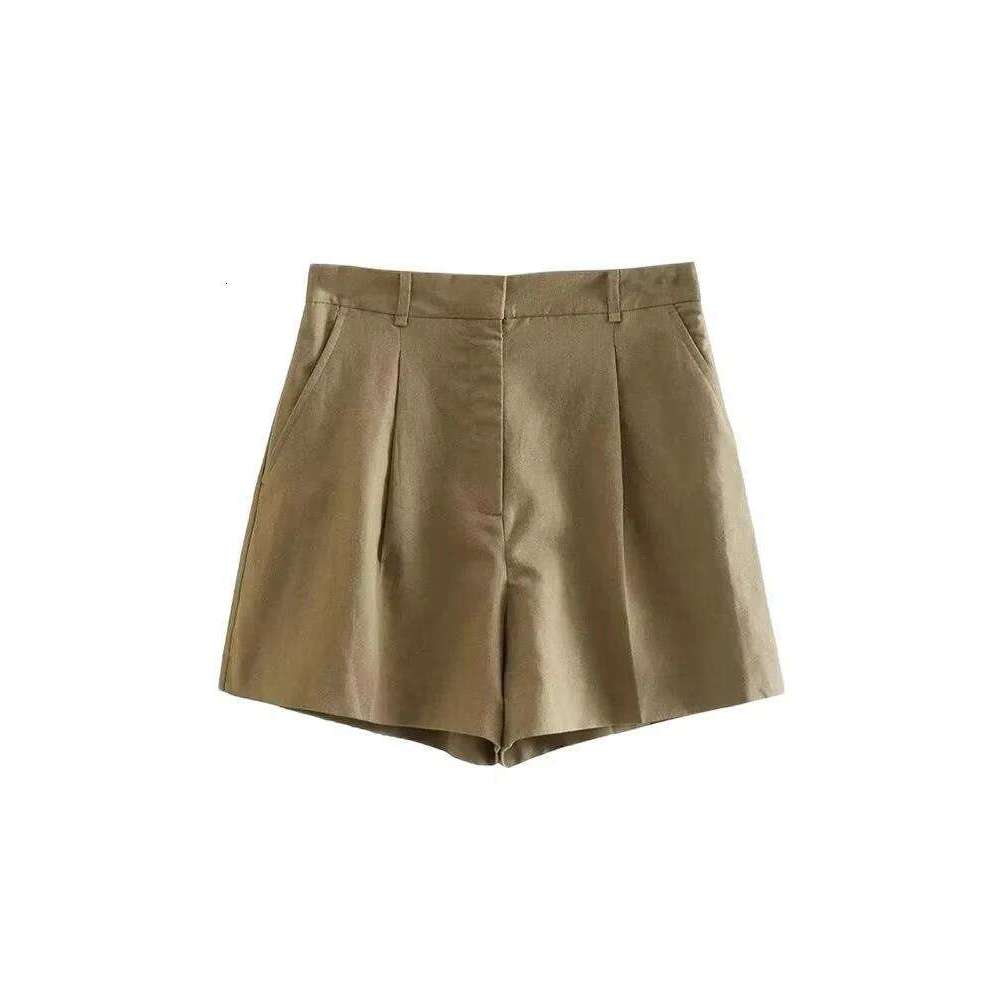 Women's Fashion Front Darted Solid Shorts with Side Pockets High Waist Short Pants for Females XJ260305