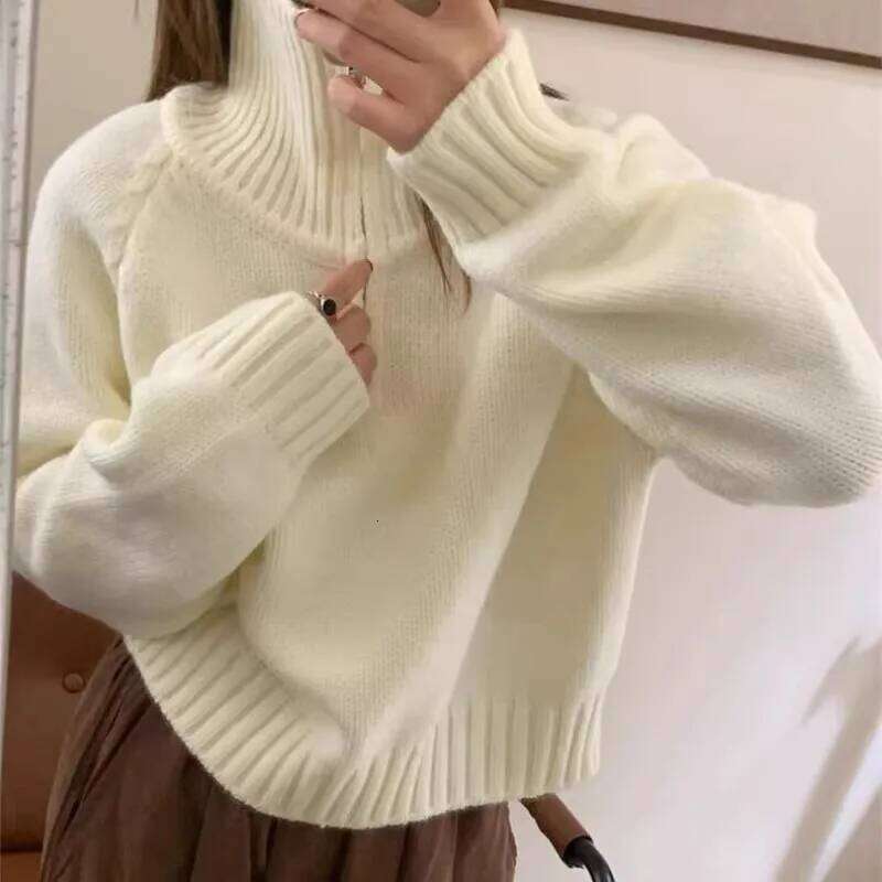 High-end half-zipper high-neck 100% cashmere for autumn and winter knitted sweater XJ260305