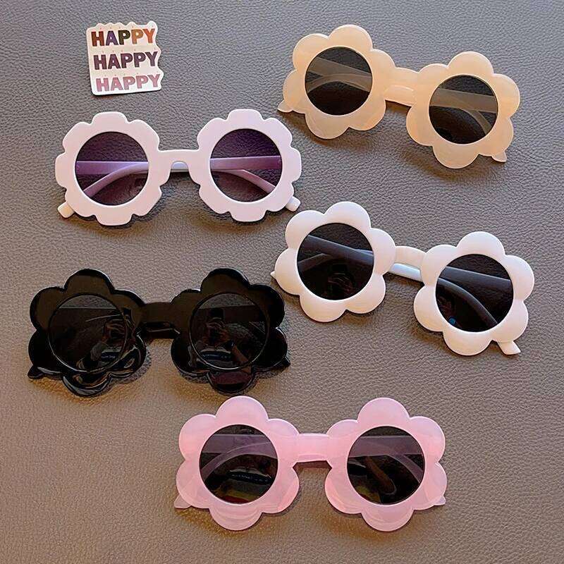 2023 New Children Lovely Round Square Flowers UV400 Girls Boys Fashion Protection Sunglasses Kids Sun Glasses Z260305