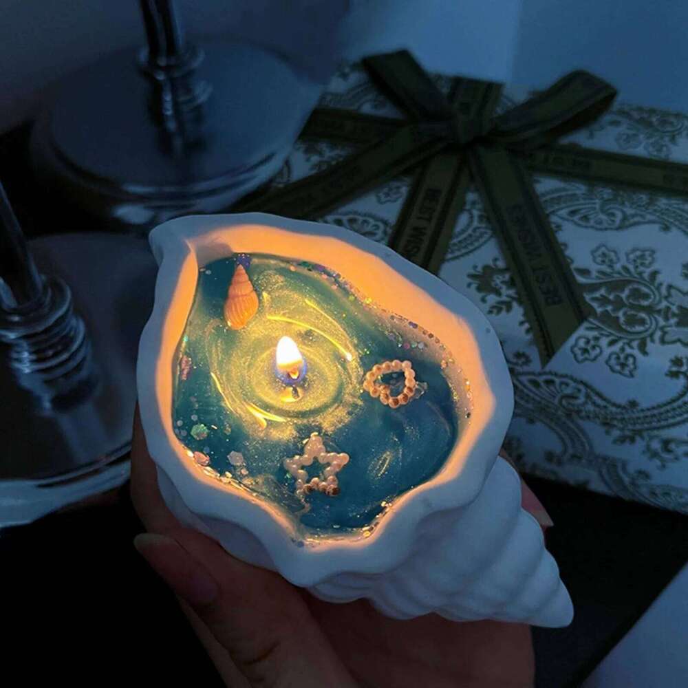 Seashell Candle Handmade Natural Scented Soy Wax Long Burn Time Home Candles with Sandalwood Fragrances for Room Decor W260304 W260305