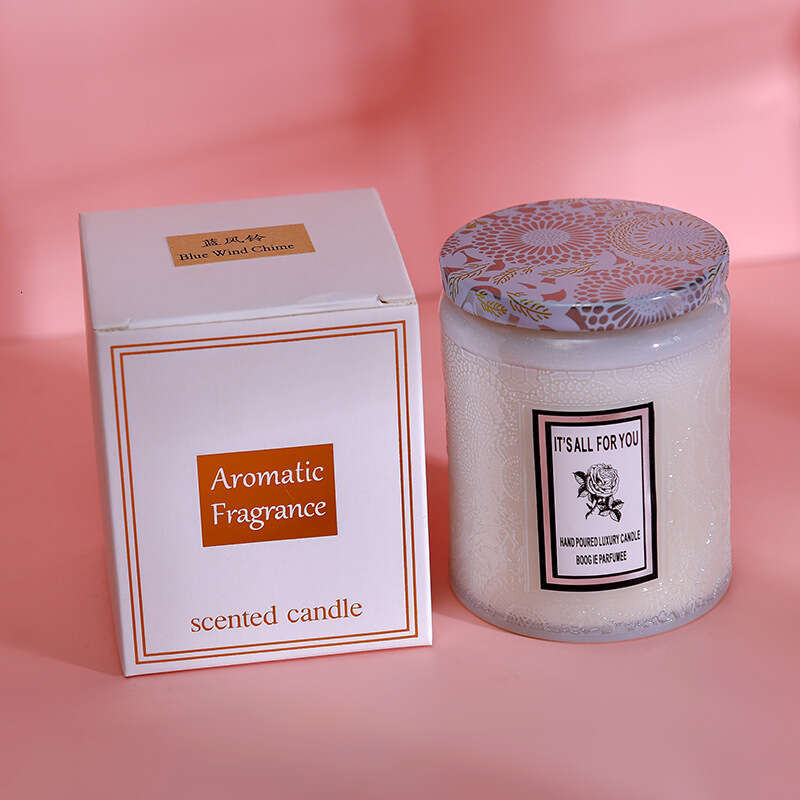 Embossed Bottle Glass Cup Aromatherapy Candle Plant Fragrance Essential Oil Smokeless Scent DIY Gift Box Wholesale Rose W260305