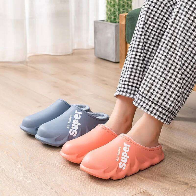 Kidmi Winter Fur Shoes Men Classic Outdoor Waterproof Fluffy Slippers For Women Fashion Plush House Shoe With Padded Slipper