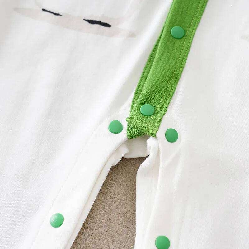 Newborn Boy Girl Cute Cartoon Height Difference Panda Bamboo Simple Casual Green Spring And Autumn Baby Jumpsuit Z260304