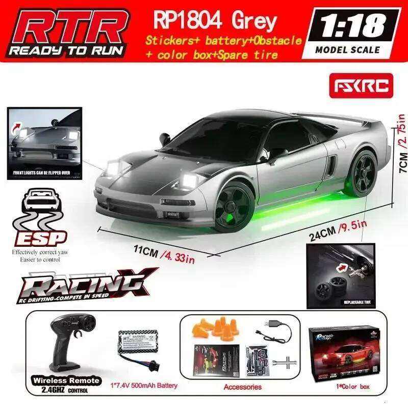 In Stock HB RP1804 1/18 RTR 4WD Drift Car Sports Model Gyroscope - 2 Tires Included Ready to Run Christmas Gifts For Boys Z260304