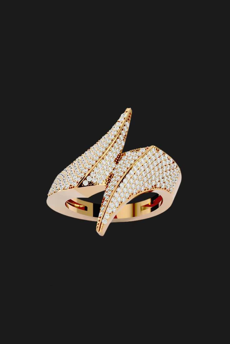 Twisted crossover moissanite band ring in polished silver tone crafted for elegant modern stylish hip hop jewellery wear