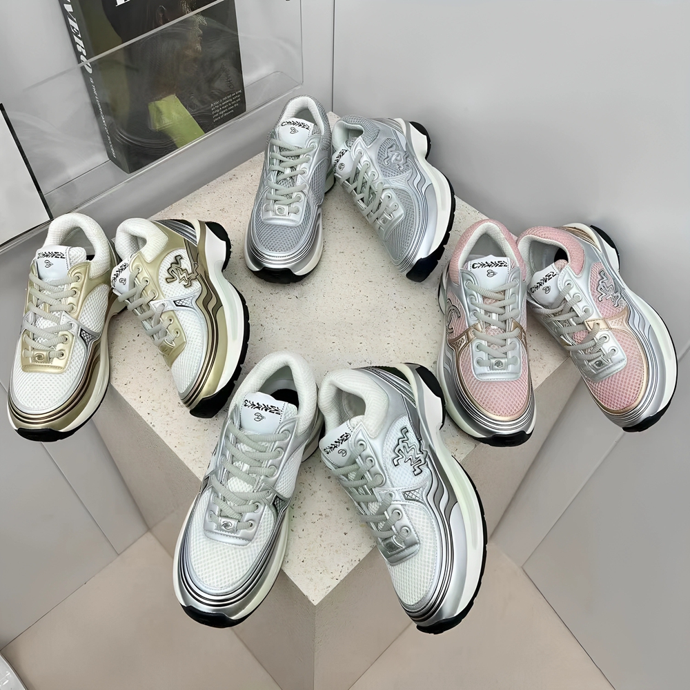 Designer sneakers women trainers casual shoes leather letter overlays fashion luxury platform sneaker ladies shoes white silver