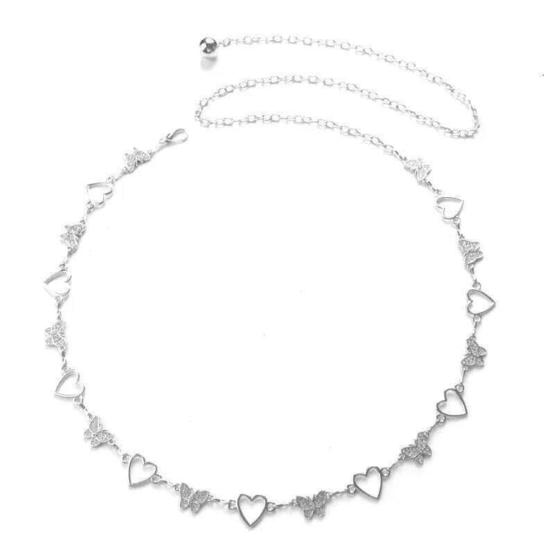 Fashionable Single-layer Simple Butterfly Heart-shaped Alloy Waist Street Photography Women's Body Chain Jewelry S260304