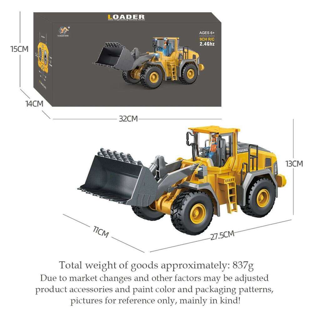 2.4G Remote Controlled Bulldozer Nine Channel Loading Vehicle Simulation Excavation Engineering Gifts for 6+ Children Z260304