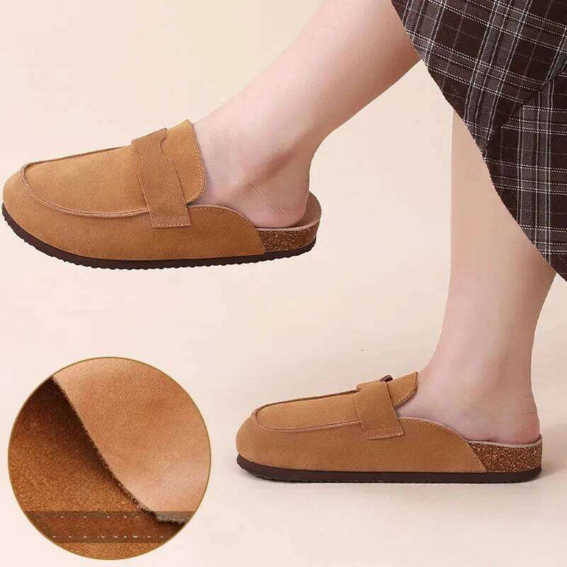 Kidmi Classic Suede Fashion Arizona Outdoor Clogs With Double buckle Cork Insole Antiskid Slippers