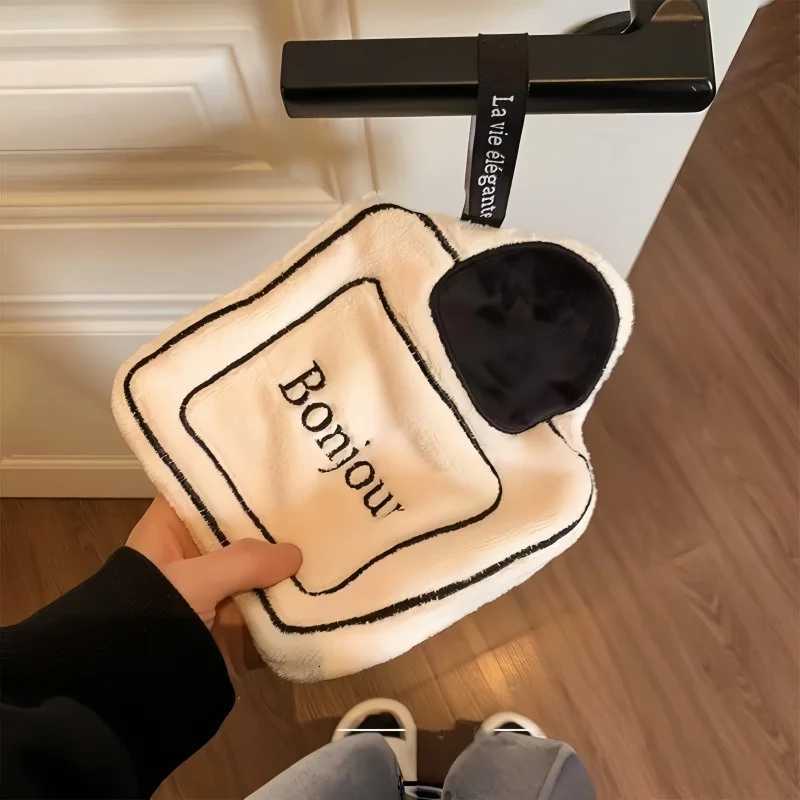 French Camellia Coral Fleece Hanging Hand Towel for Kitchen Bathroom Ideal Gift for FriendsT260305