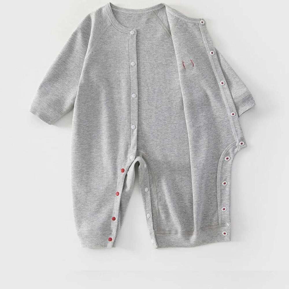 AYNIGIELL 2026 New Solid Color High-quality Pure Cotton Breathable Jumpsuit 0-18 Months Male Baby Girl Clothing Z260304