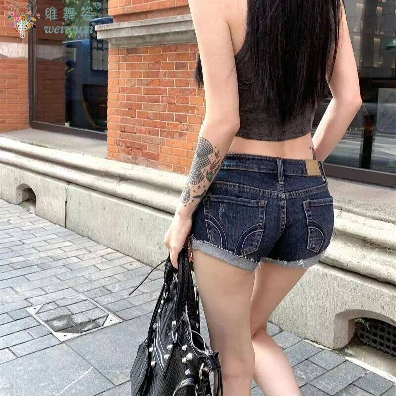 Jeans for Women Low Rise Curled Denim Skinny Summer New Y2k Spicy Girl Casual Streetwear Sexy Nightclub DJ Mini Shorts XJ260305
