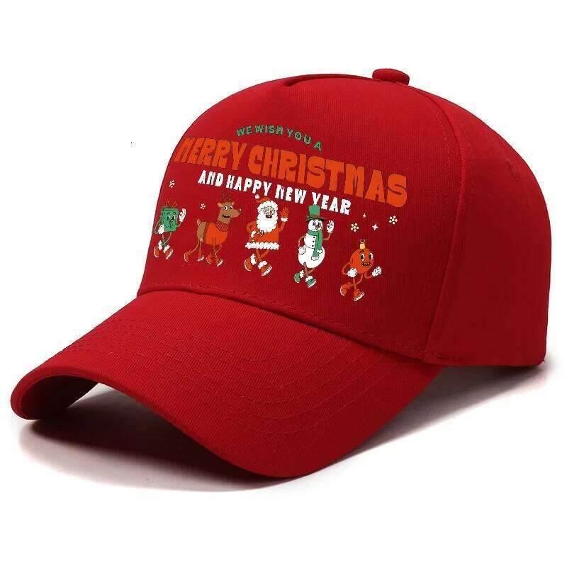 1pc Festive Christmas Warm Baseball Cap,Adjustable Buckle Polyester New Year Head Hat,Sun Protection Leisure Festival for Men Y260304