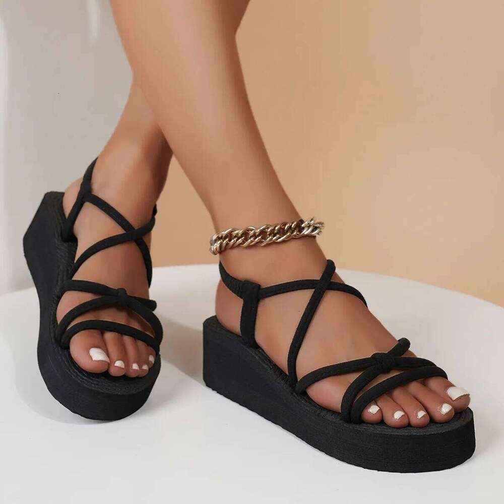 2026 Women Summer Sandals Leisure Wedges Shoes Soft EVA Sole Light Weight Elastic Back Strap Girls Student Platform Sandalias