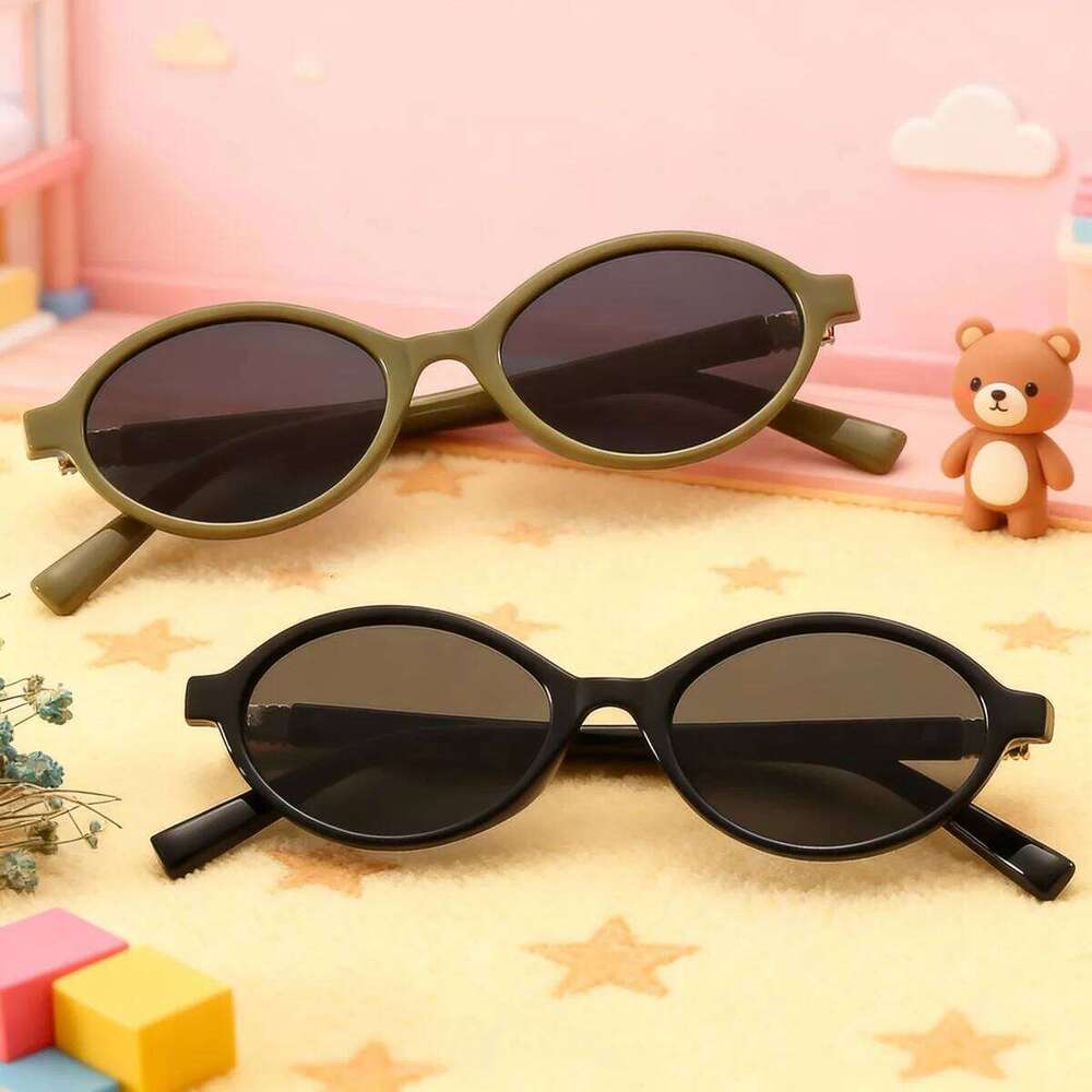 2025 UV400 Fashionable new trendy baby sunglasses, bookworm oval frame children's glasses Z260305