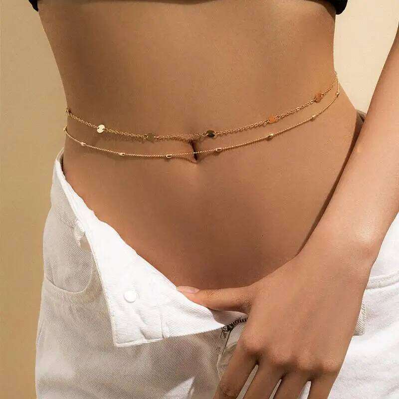For Women Waterproof 1/2/3 Layers Belly Chains Beach Bikini Waist Body Chain Jewelry Elegance Versatile Acessories S260304