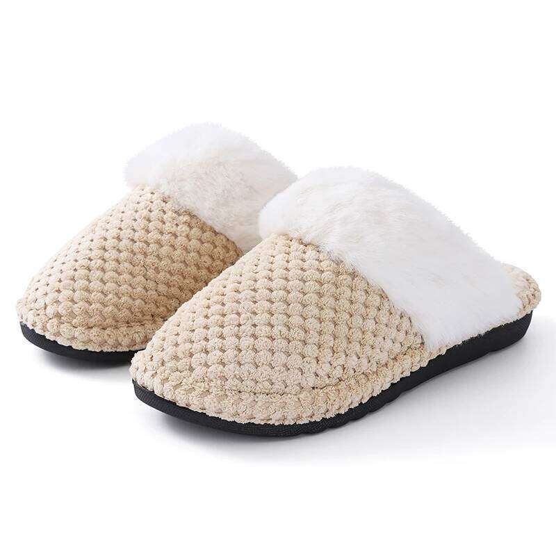 Kidmi Winter New Memory Foam Home Cotton Slides Comfy Non-Slip Warm Cozy Plush Lining Women's Slippers