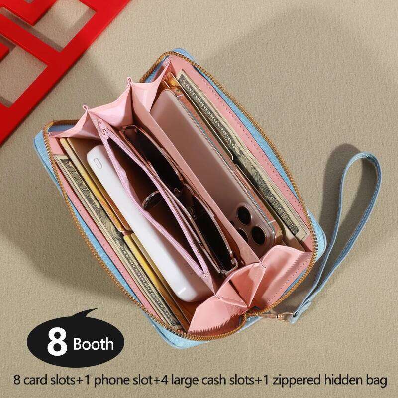 Fashion Quilted Long Wallet For Women, Zipper Around Clutch Coin Purse, Multi Card Slots Mobile Phone Bag C260304