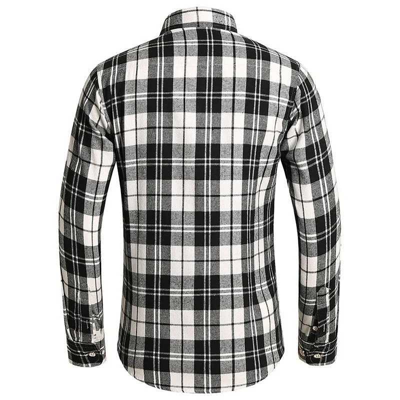 New Fashionable Mens Checked Long-sleeved Shirt Featuring A Stylish Square Neckline Is The Perfect Choice for Casual Wear M260305
