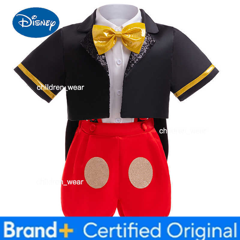 Disney Mickey Same Suit Boy Stage Performance Clothes Kids Panties Baby Short-sleeved Three-piece Set Christmas Costume Mickey Set H260305