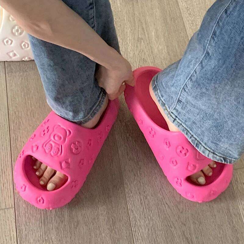 2025 Women's Platform Indoor Slippers Cute Cartoon Summer Sandals Thick Sole Beach Slides Anti-slip Girls Home Floor Shoes