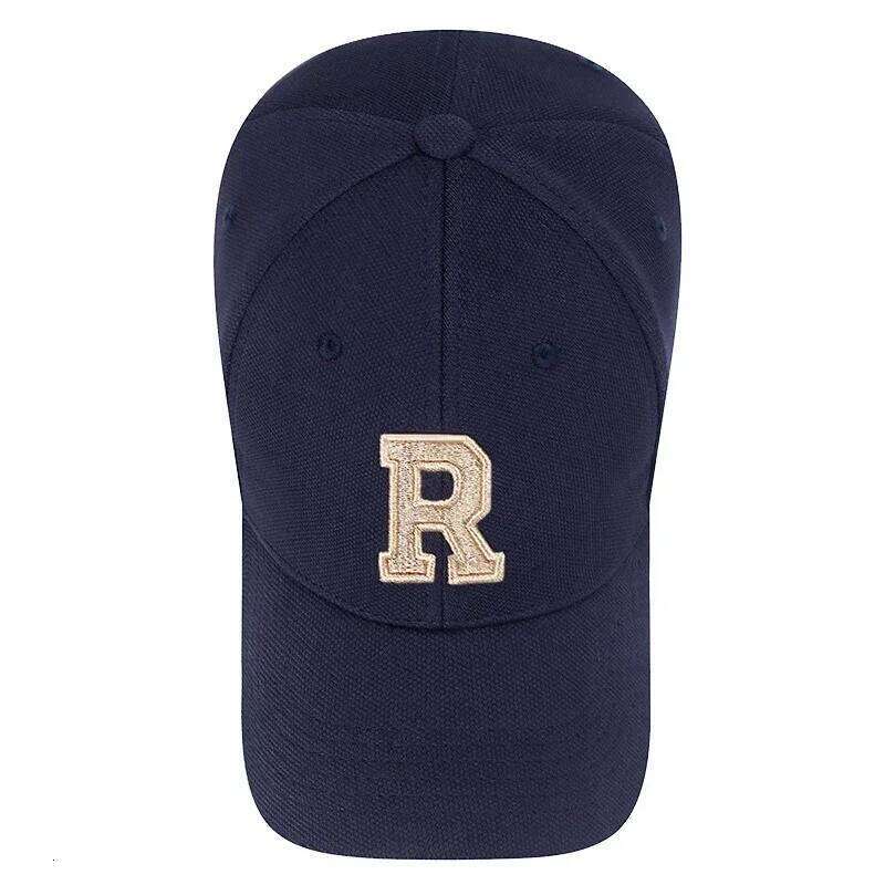 Brand New R Letter Gold Thread Embroidery Elastic Pineapple Cloth Material Thick and Durable High Quality Baseball Cap Y260304