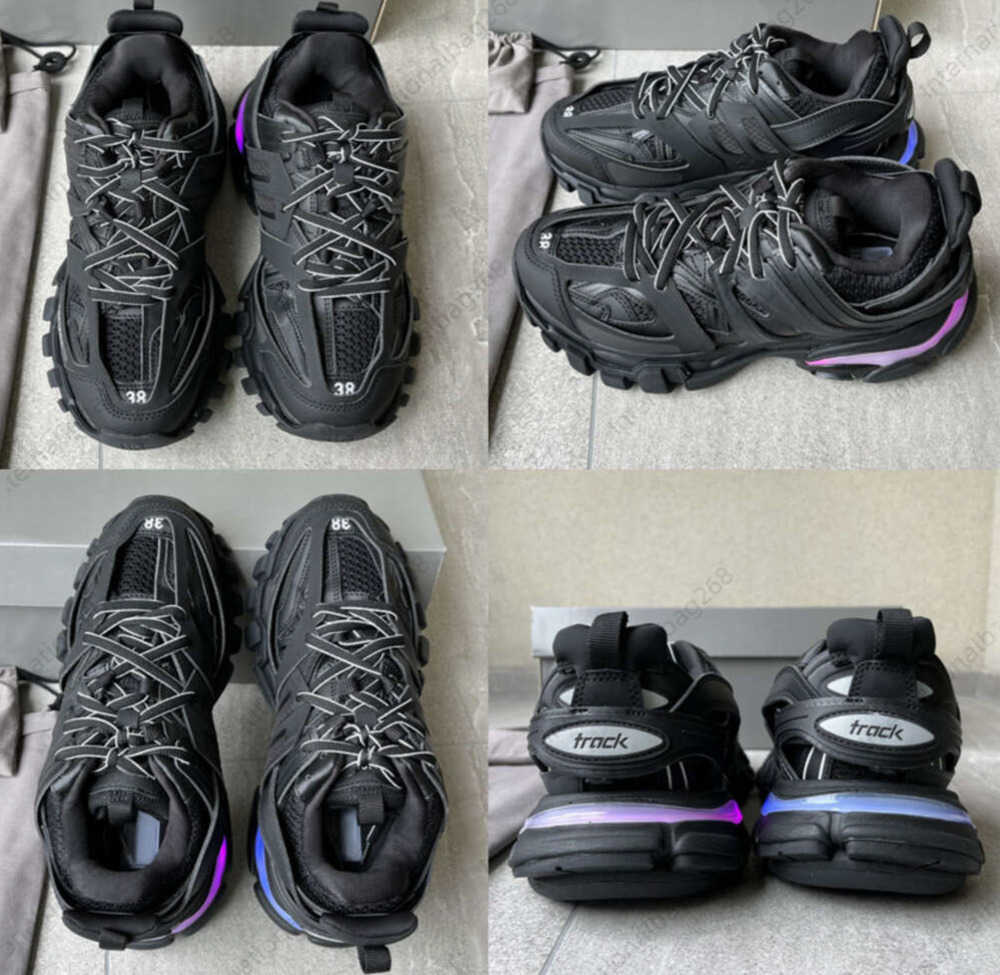 Womens Mens designer Casual Shoe Track LED Sneaker Light Grey Blue Gomma leather black pink Trainer Nylon Printed Platform for Men 3 30 Trainers Shoes ptrz