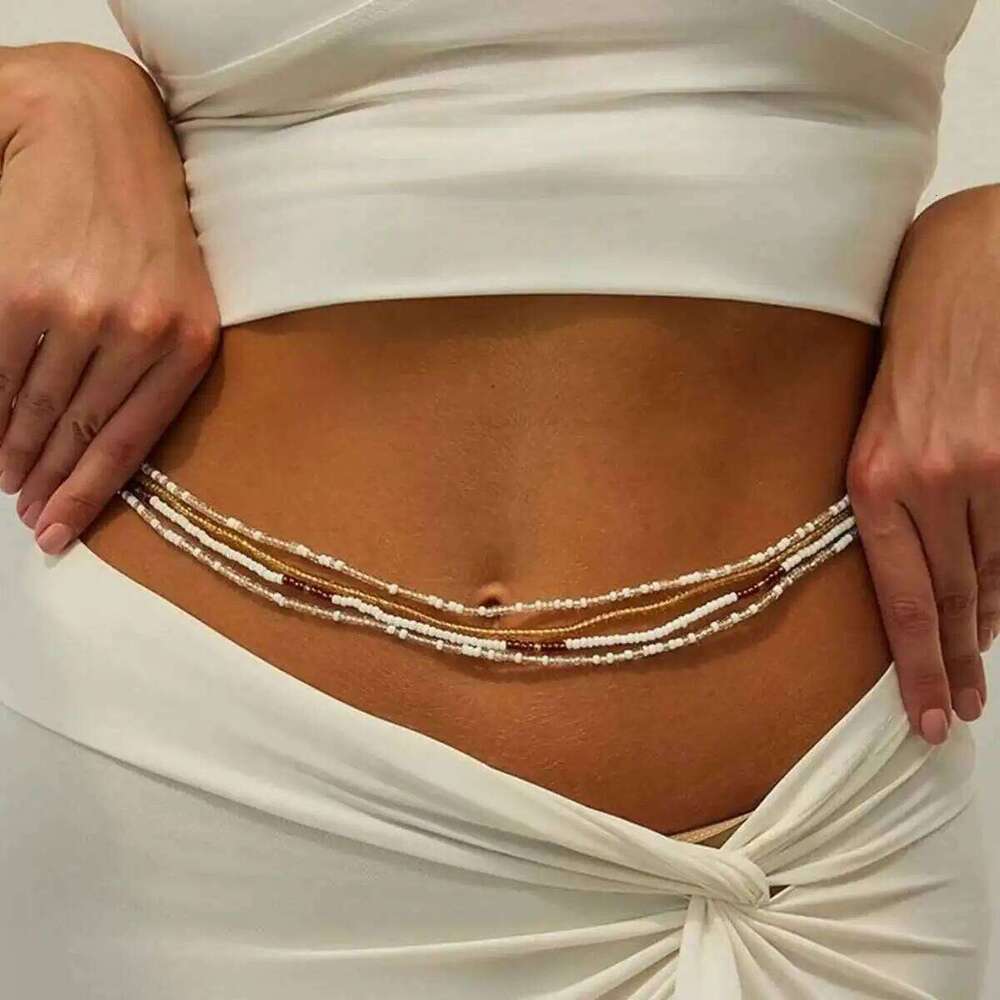 Ingemark 4Pcs/Set Boho Multilayer Summer Bikini Sexy Waist Belly Women 2025 Faddish Rice Beads Body Chain Charm Jewelry S260304