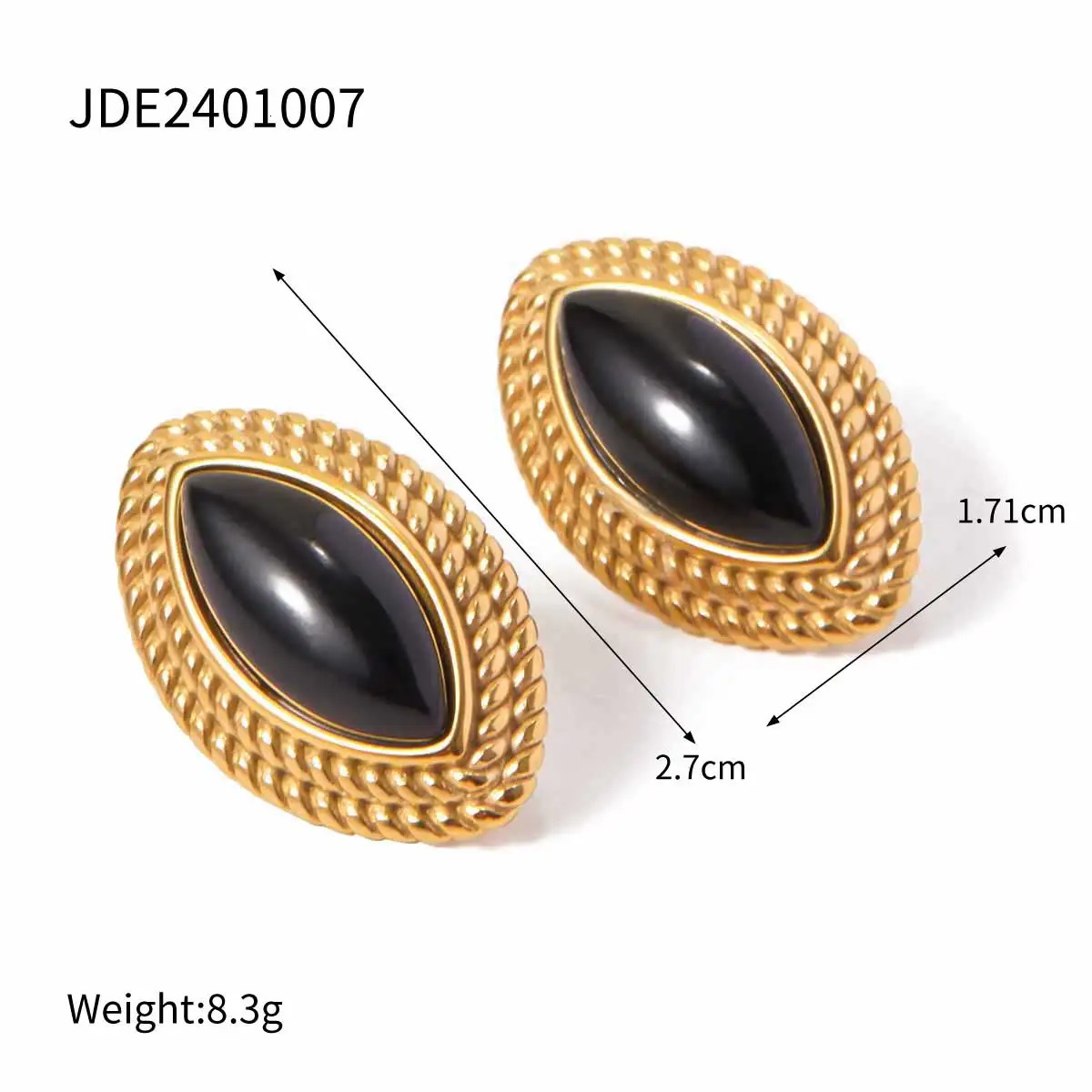 Uworld High Quality Agate Stainless Steel Fashion Trendy Earrings Studs Jewelry Waterproof Vintage Bijoux Women 260303