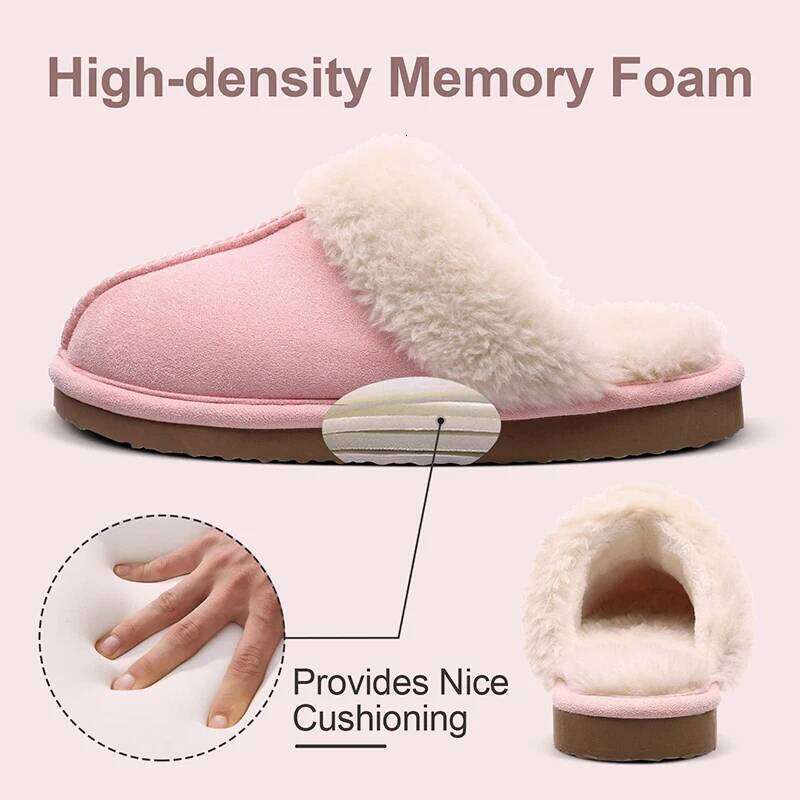 Kidmi Winter Women Fuzzy Classic Brand Fluffy House Indoor Warm Suede Cozy Slippers Casual Non-slip Cotton Shoes