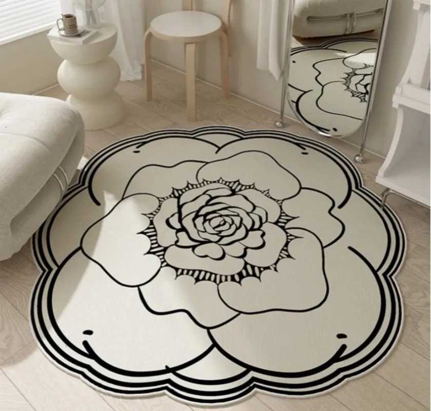 Camellia-shaped Crystal Velvet Carpet Non-Slip Dirt Resistant Easy Care for Living Room BedroomT260305