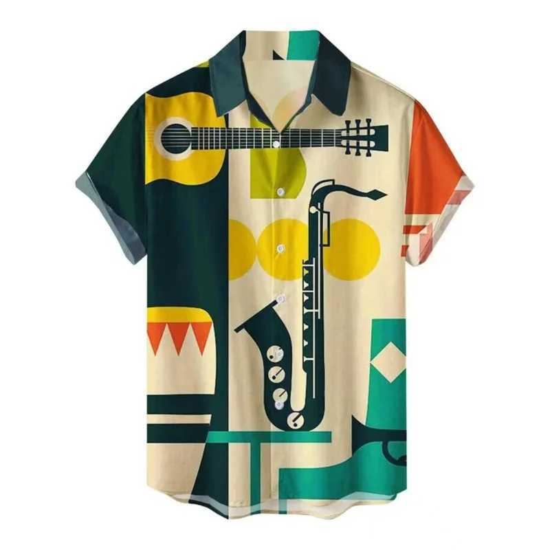 Fashion Mens Summer Hawaiian Shirt Vintage Calligraphy Cat Dinosaur 3d Print Shirt Short Sleeve Casual Beach Shirts Men Blouse M260305