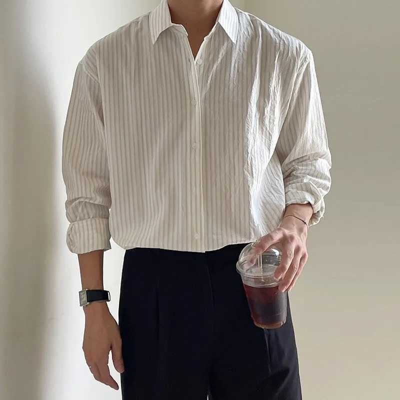 Old Money Style Mens Shirt 2025 Autumn Stylish Striped Printed Shirts Long Sleeve Button-up Turn-down Collar Mens Casual Shirt M260305