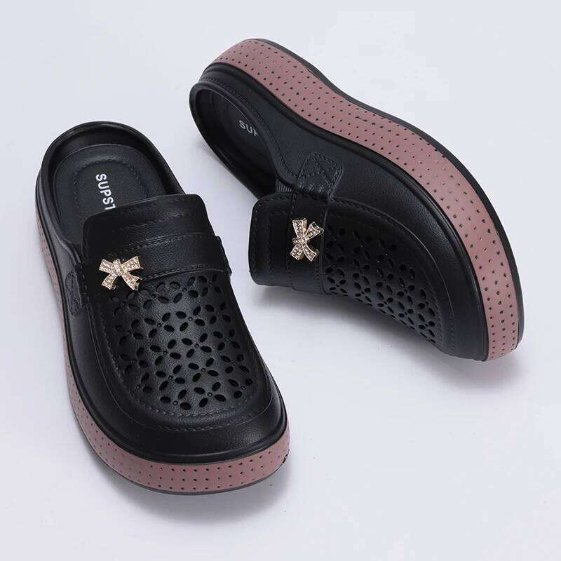 Kidmi New Flat Closed-toe EVA Round Head Clogs Beach Slippers Thick Soles Casual Slides Fitted Women Men