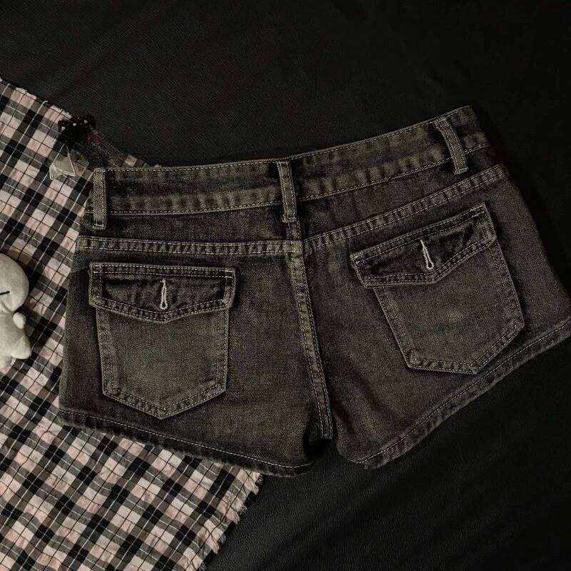 Japanese Kawaii Lolita Women Y2k Sweet Cartoon High Waist Short Pants Cute Girls Harajuku Casual Black Gray Denim Shorts XJ260305