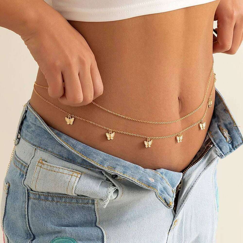 Classic Retro Cute Butterfly Waist Belly for Women Summer Beach Sexy Simple Body Chain Vacation Jewelry Accessories Gift S260304