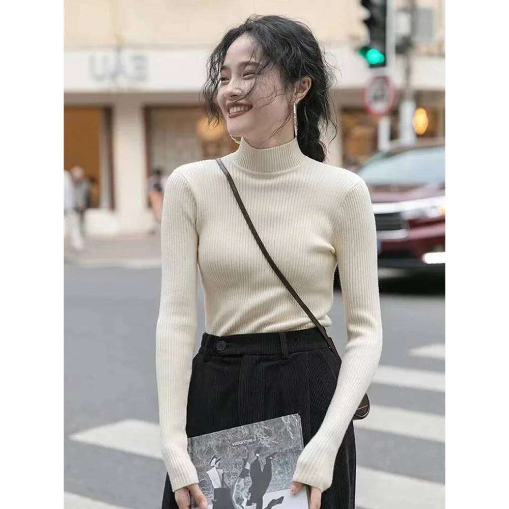 Autumn Winter 2025 Women Long Sleeve Knitted Turtleneck Ribbed Pull Sweater Soft Warm Femme Jumper Pullover XJ260305
