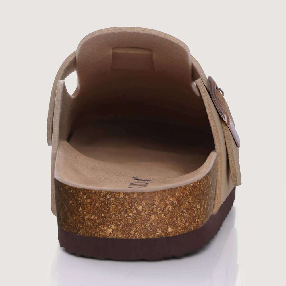 Kidmi Summer Cork Classic Clogs For Women Mules Fashion Leather Outdoor Soft Beach Slippers
