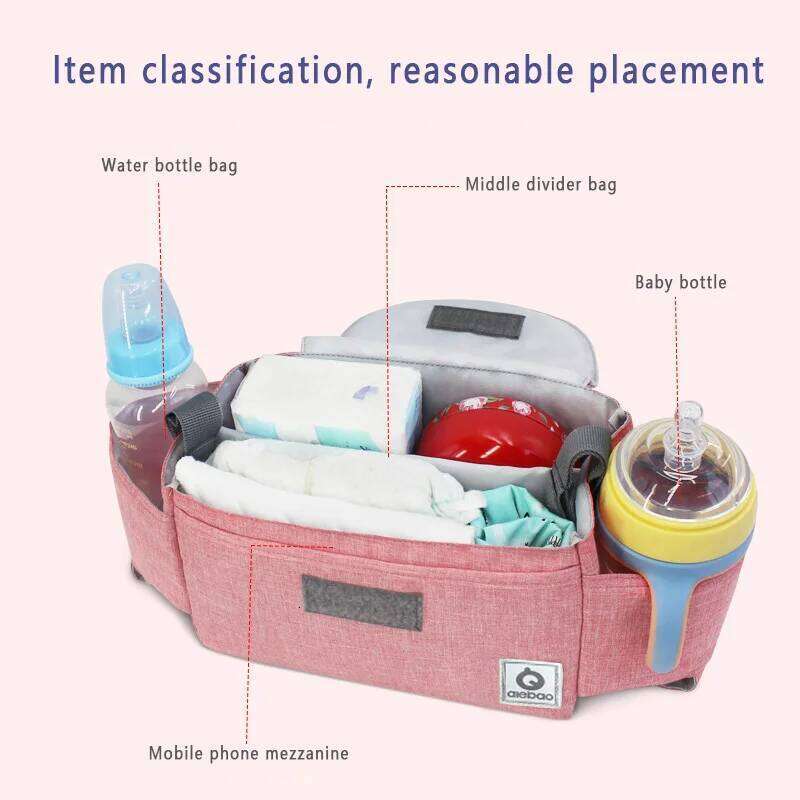 Mommy Diaper Baby Bag Stroller Accessories Large Capacity Outdoor Travel Nappy Water Cup Holder Z260304