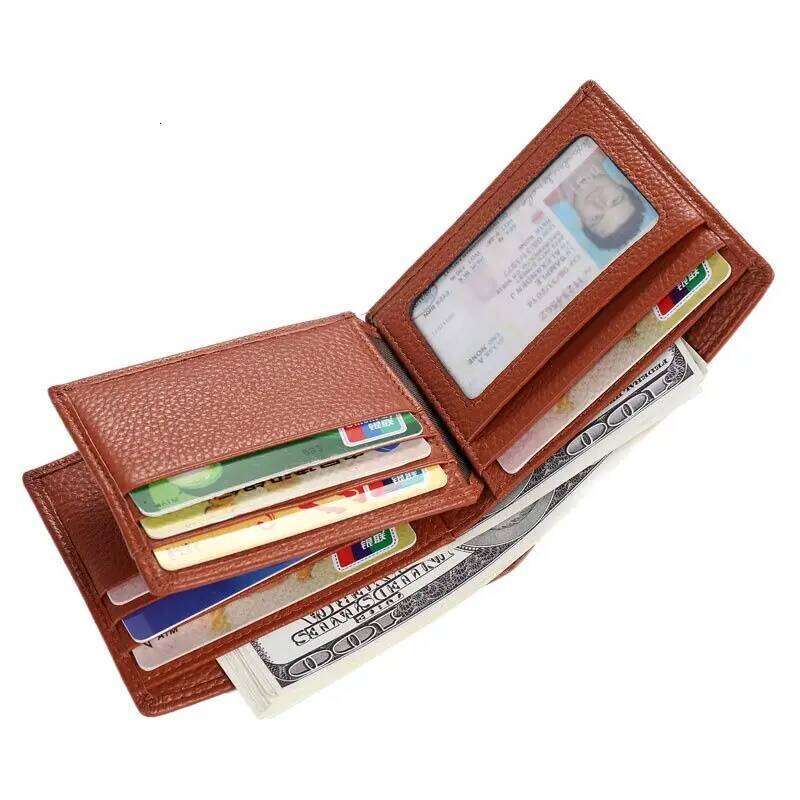 Fashion men wallets genuine leather short design male bifold wallet ID credit card holder purse C260304