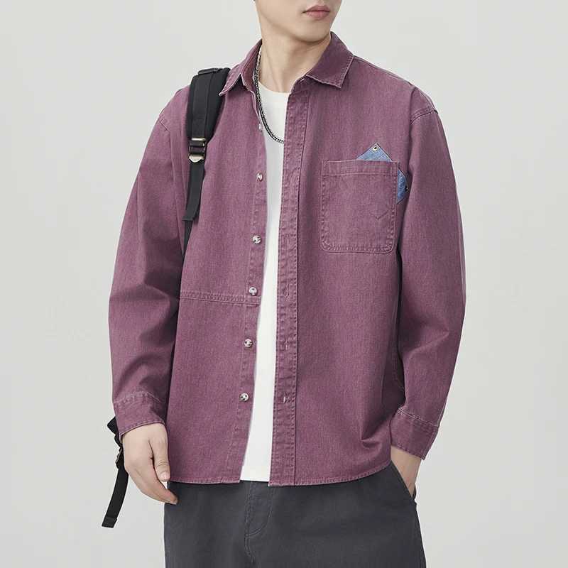 2026 Spring Autumn New Loose Cargo 100 Cotton Long Sleeve Shirt for Men Simple Classic Daily Shirts M260305