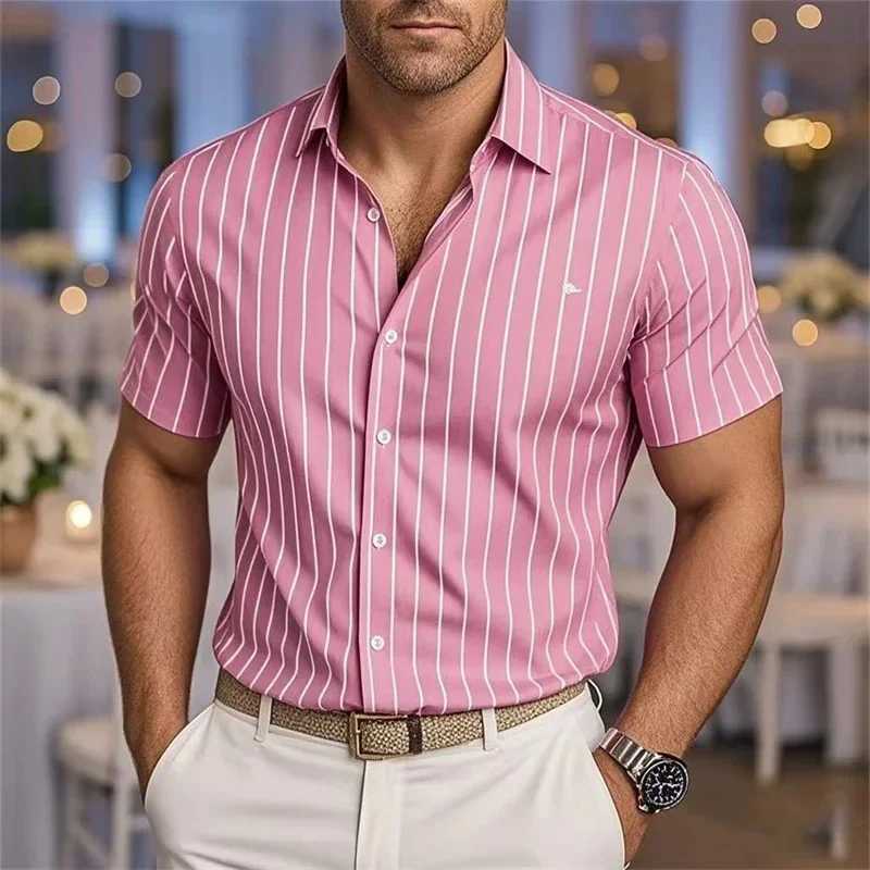 Mens Short Sleeve 3D Digital Printed Fashionable Shirt Comfortable Polyester Summer Hawaiian Outdoor Beach Button Up M260305