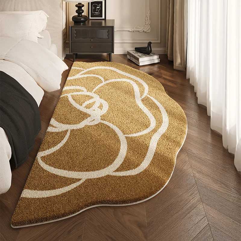 French Style Bedside Rug - Luxury Premium Short Plush Non-Slip Fall-proof Bedroom Carpet for Master BedroomT260305