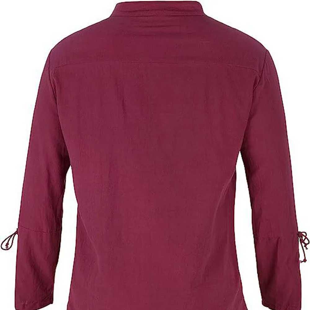 Male Cotton Linen Lace Up Long Sleeve Pullover Blouse Shirts Men Collarless Solid Color Holiday Beachwear Tops YYCFS-V-6-26 M260305