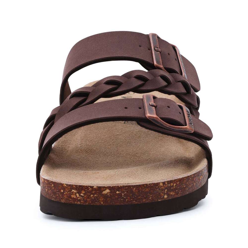 KIDMI Fashion Women's Cork Summer Women Outdoor Nonslip Slip-On Slide With Adjustable Buckle Sandals