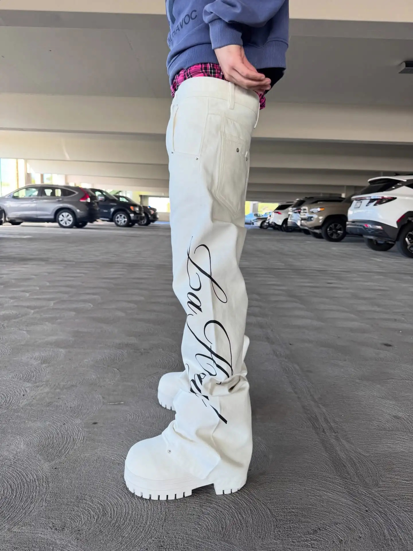 Y2K Fashion White Minimalist Slim Legs Jeans Retro High Street Printing Wide Leg Pants Gothic Trendy Hip Hop Lady 260304